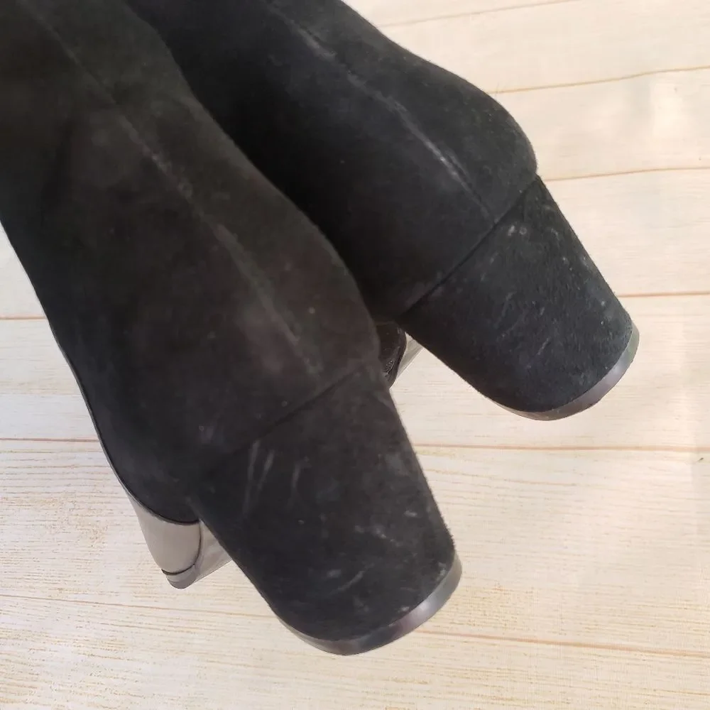 Vaneli Nappa Leather Suede Black Ankle Boots Booties Pointy Toe Black Size 8M